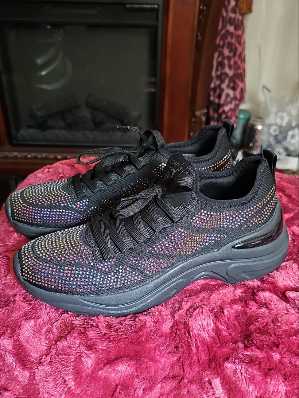 Skechers Black Sneakers with Iridescent Rhinestones - Picture 6 of 13